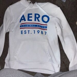 Aeropostale White Hoodie with Blue and Red Accents